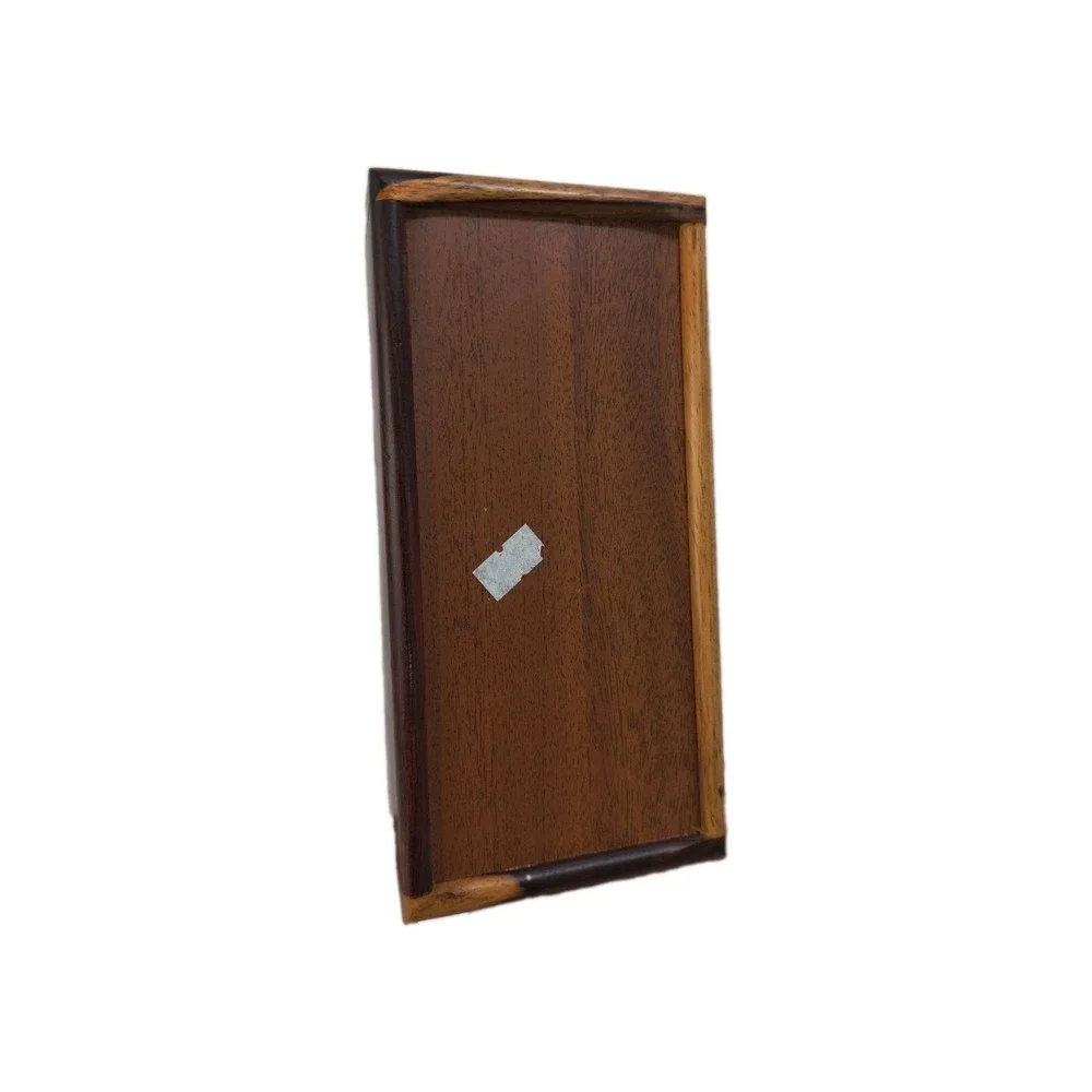 Vintage Y2K Mid-Century Modern Solid Rosewood 2-Tone Black Velvet Jewelry Box
